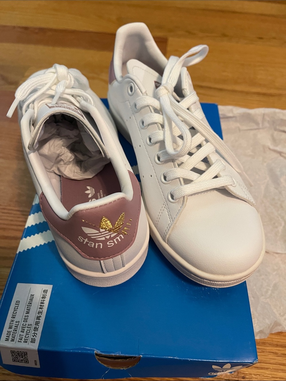 Adidas limited Stan Smith originals white mauve gold sneakers size 7